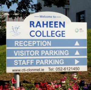 Raheen College sign